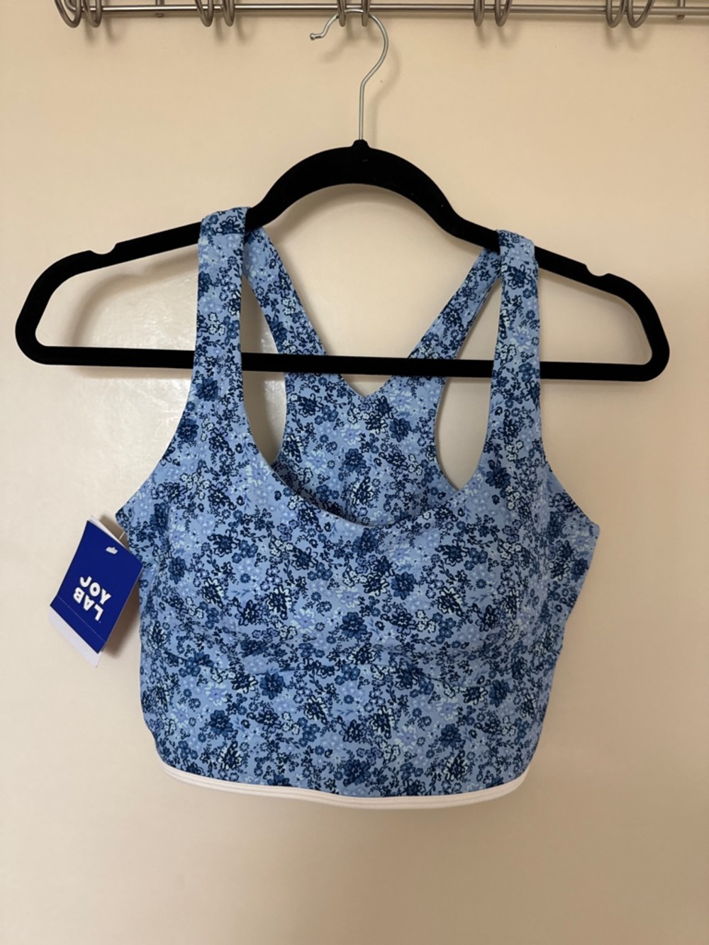 JoyLab Blue Floral longline Bra with piping size M